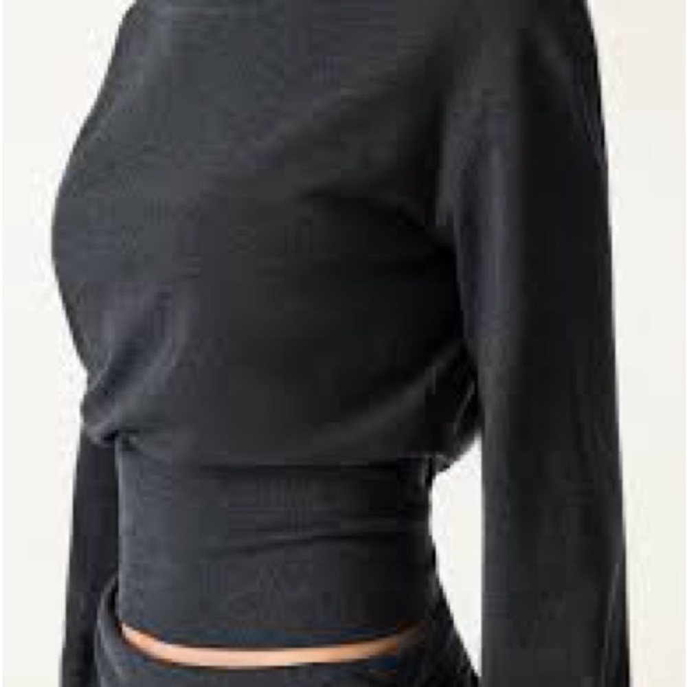 OGL Non-Itchy Wool Blend Boatneck Brami top, Heather Black - Picture 2 of 6